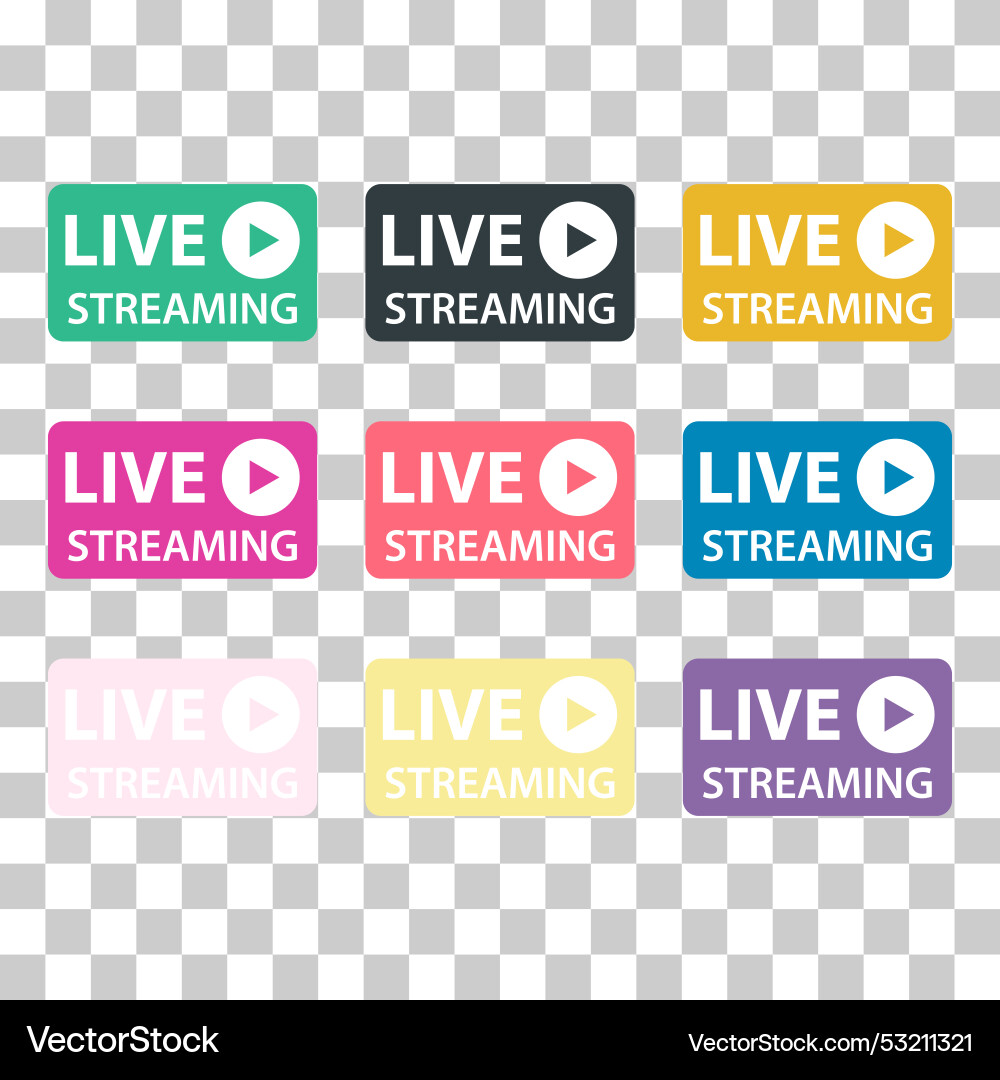 Set of live streaming icon stream button design Set of live streaming icon stream button design vector image