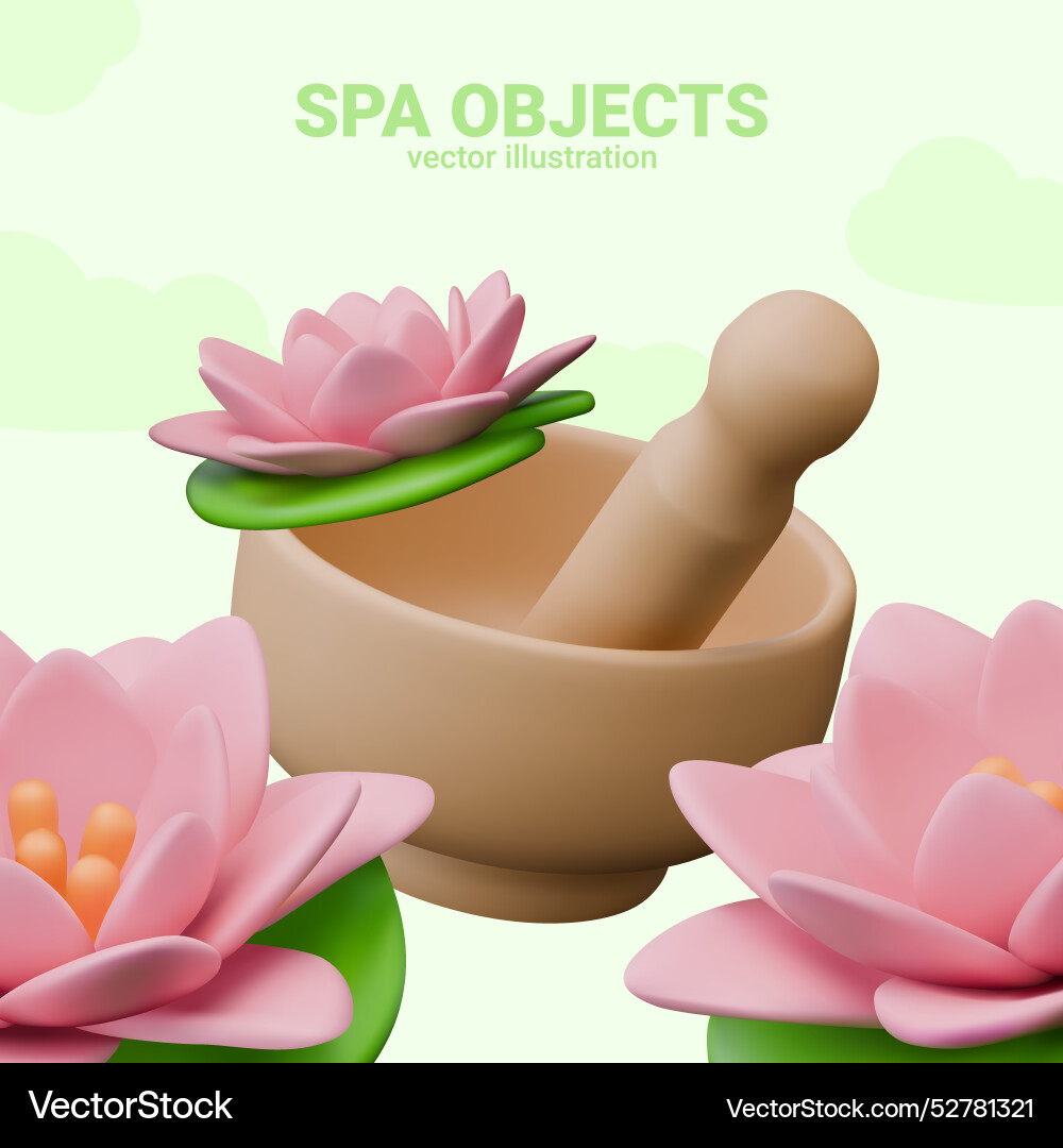 Set of realistic spa objects closeup large pink Set of realistic spa objects closeup large pink vector image
