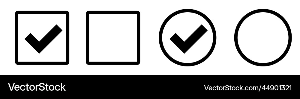 Set of square and circle checkbox icons Vector Image