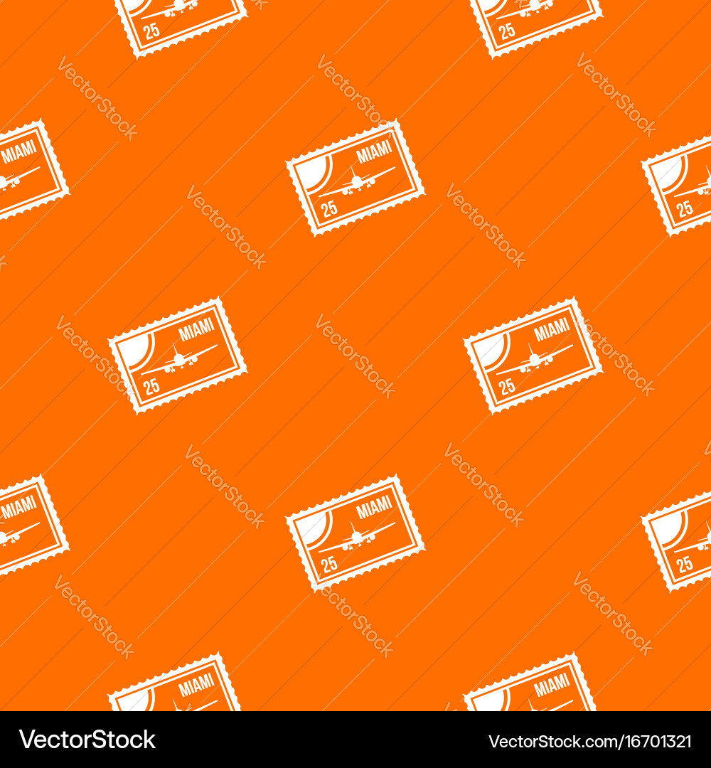 Stamp with plane and text miami inside pattern Vector Image