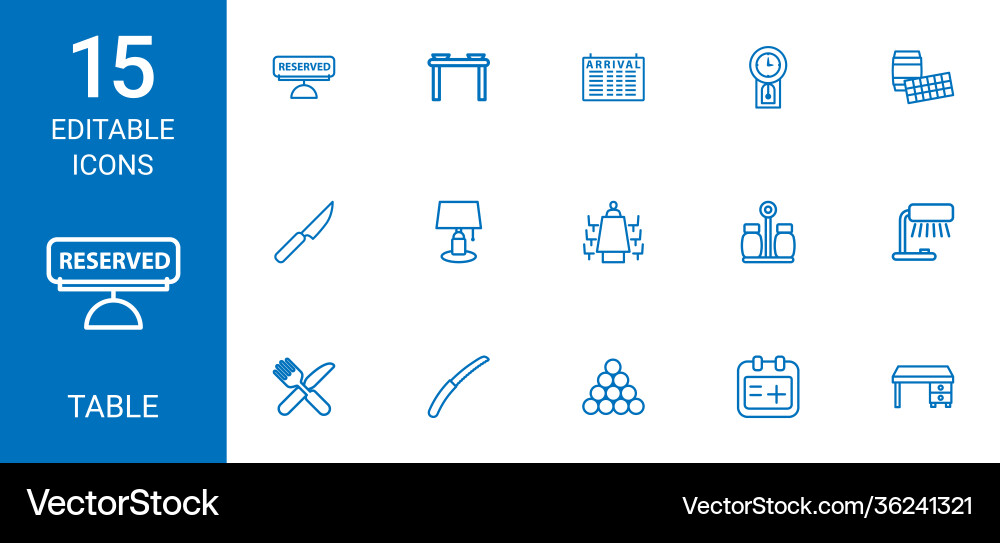 Table icons Royalty Free Vector Image - VectorStock