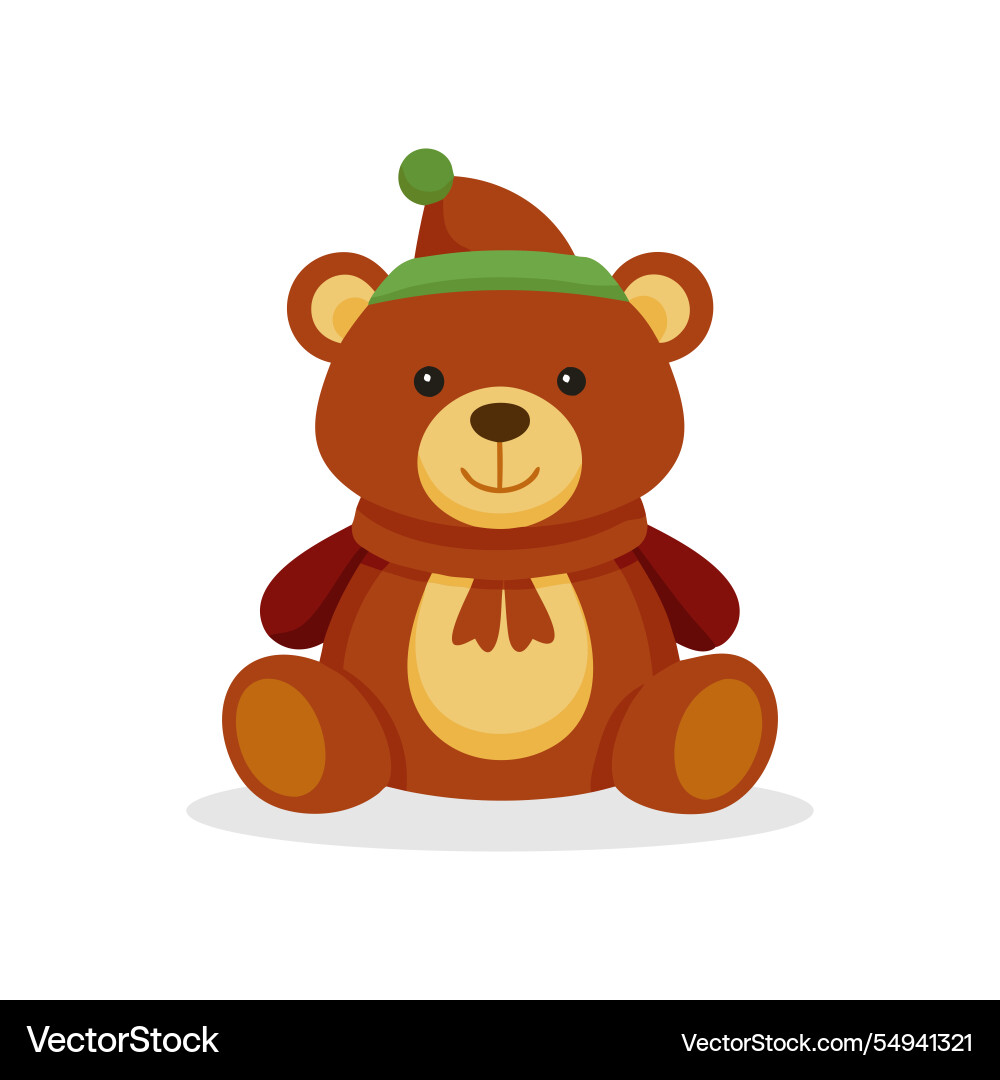 Teddybär Weihnachten Plüsch isolierte Wohnung auf weiß Teddybär Weihnachten Plüsch isolierte Wohnung auf weiß vektorbild