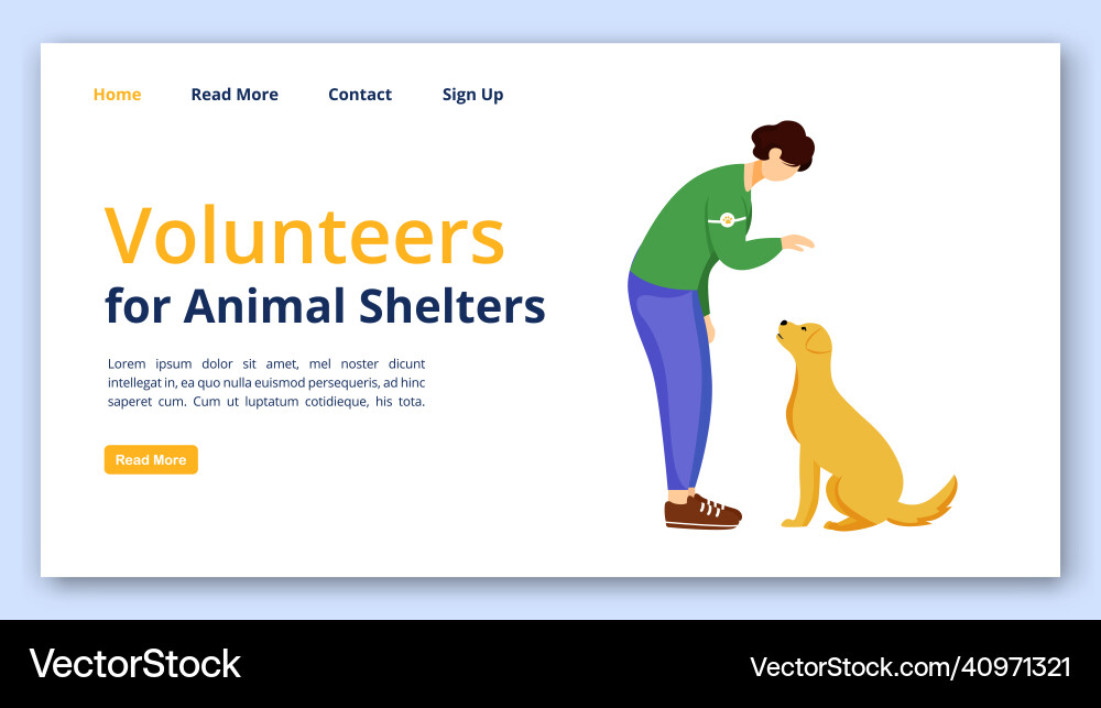 Volunteers for animal shelters landing page Volunteers for animal shelters landing page vector image