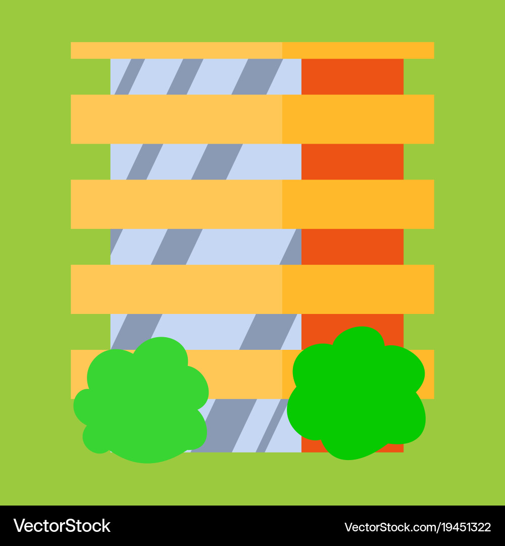 A modern multi-storey building with complex vector image