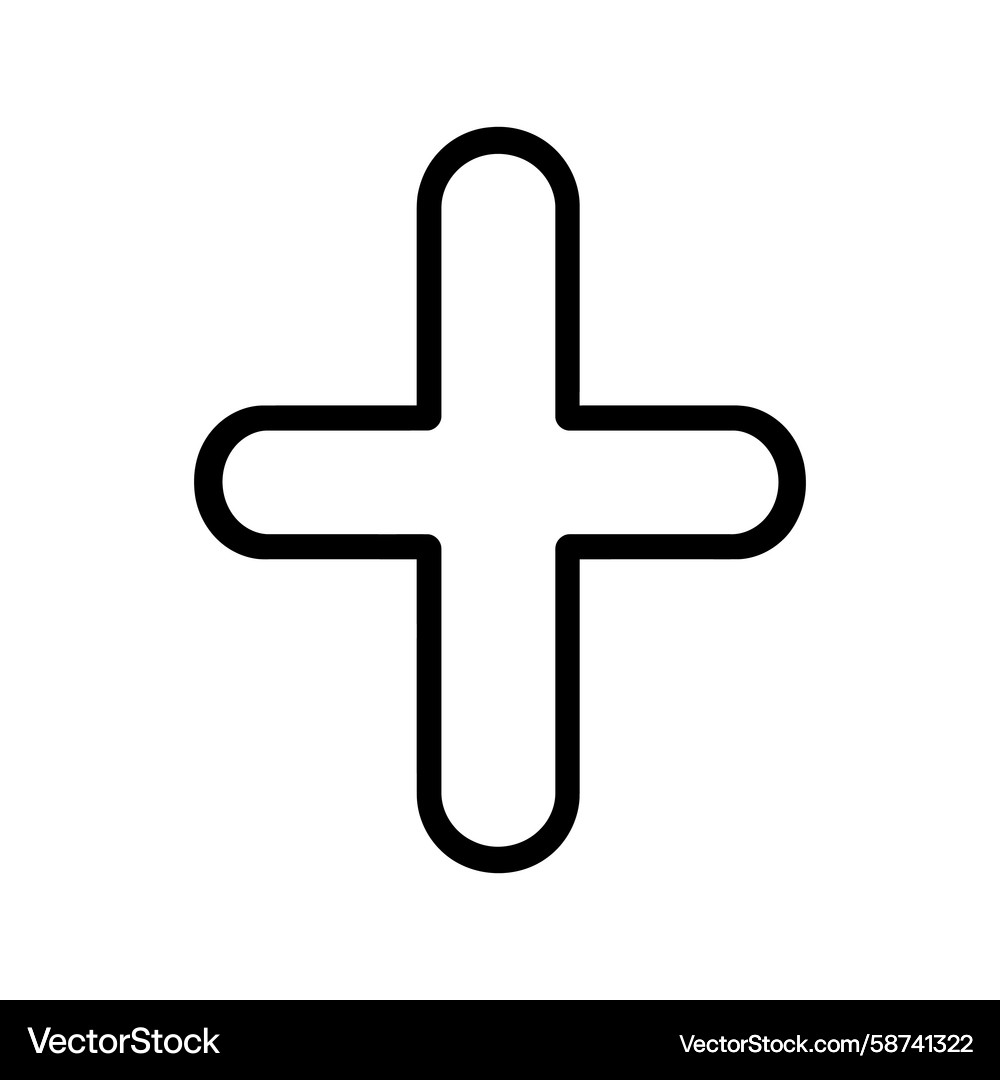 A simple black plus symbol with rounded edges Vector Image