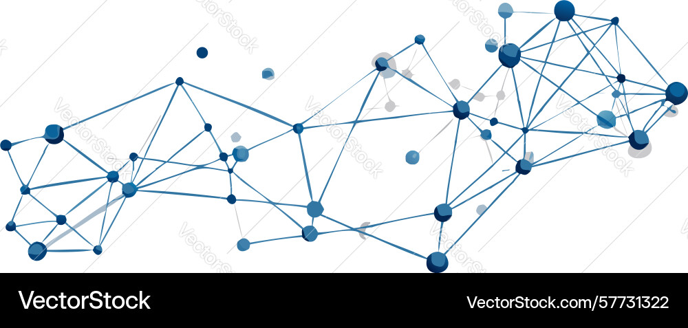 Abstract data web blue connected node structure vector image