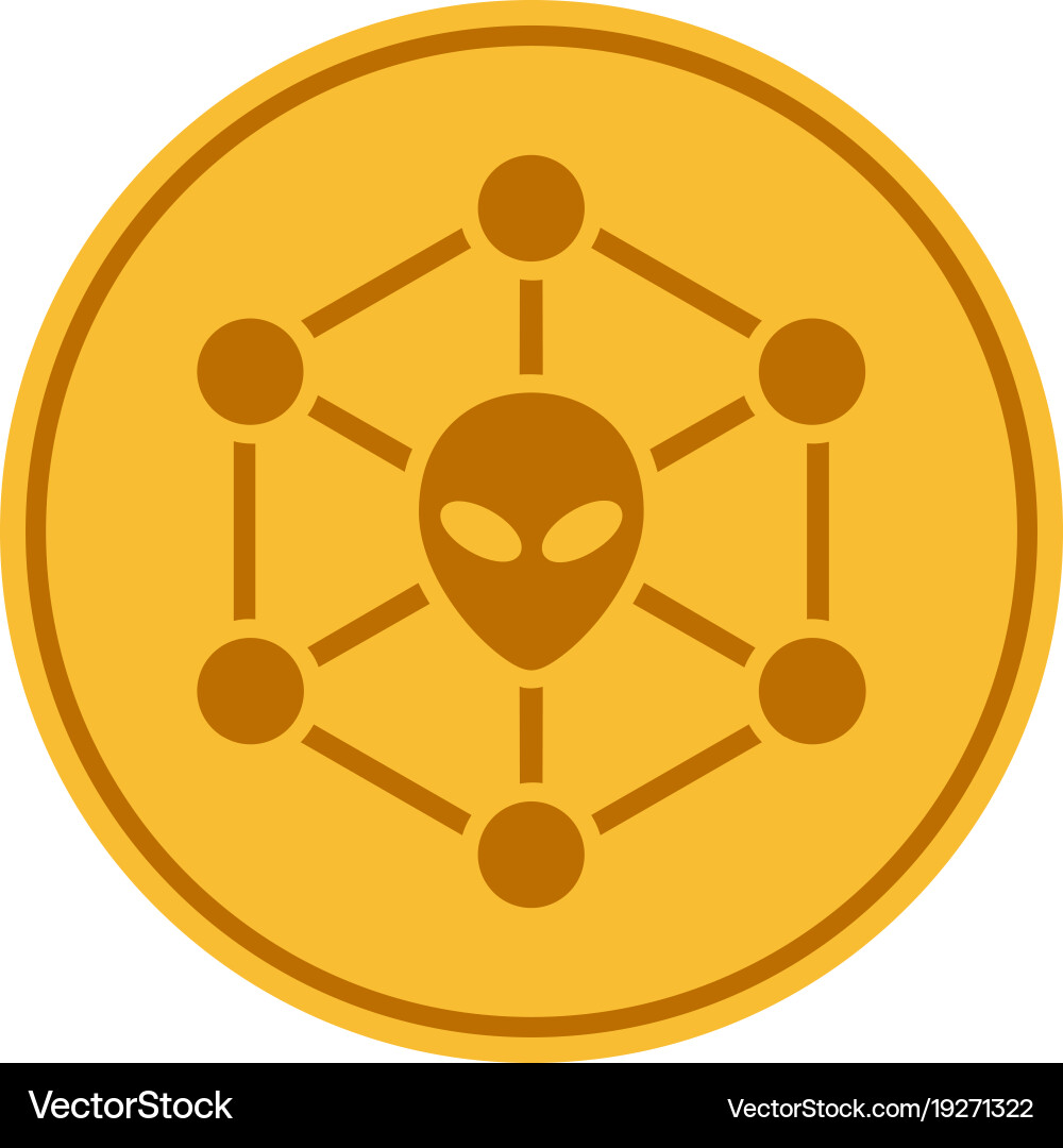 Alien network gold coin – Royalty-Free Vector | VectorStock