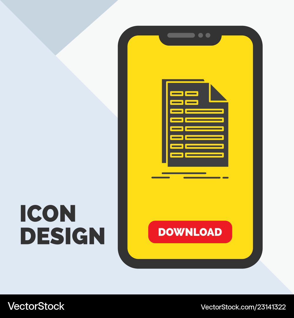 Bill excel file invoice statement glyph icon Bill excel file invoice statement glyph icon vector image