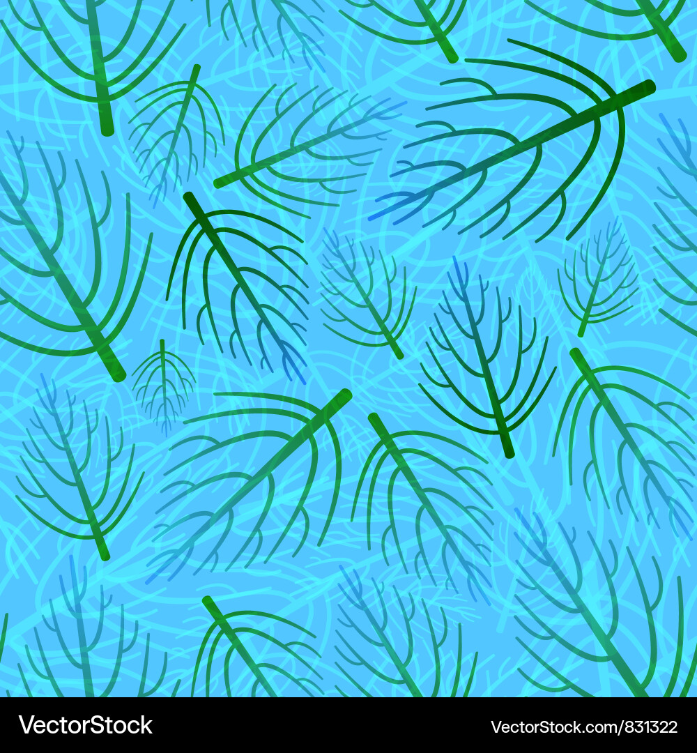 Blue Branch Pattern - Seamless Vector Image