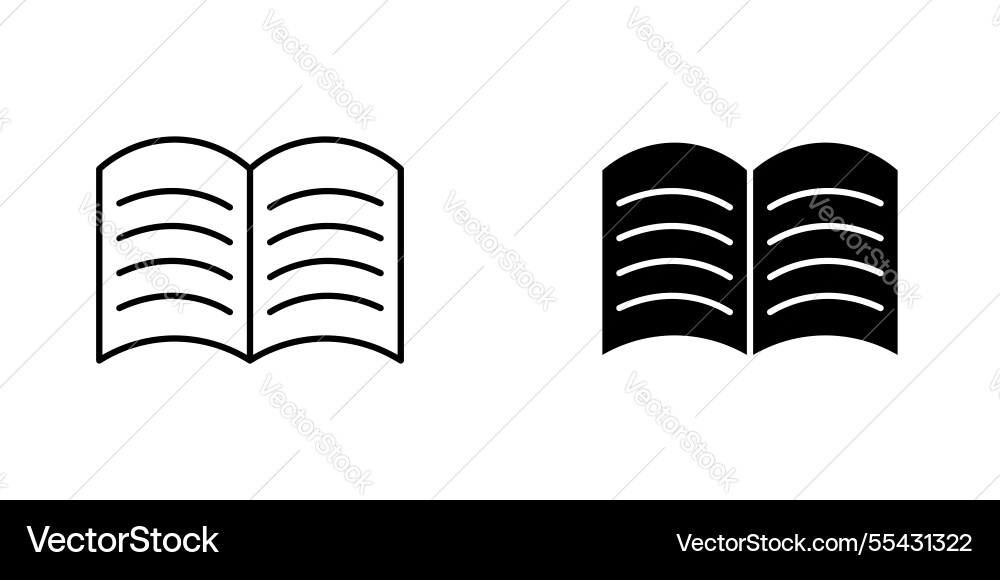 Book open icons set in filled and strokes Vector Image