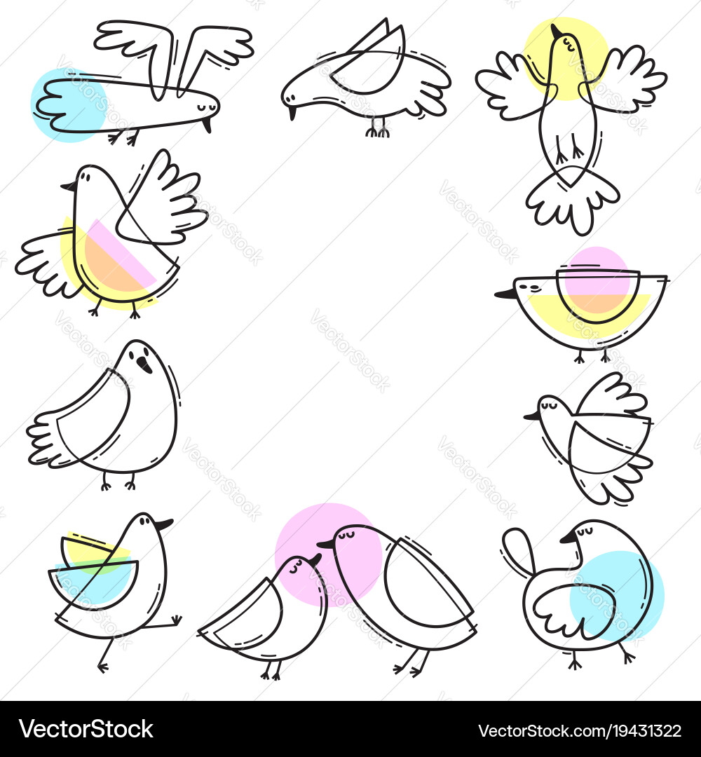 Card with abstract birds a frame of gulls simple Vector Image