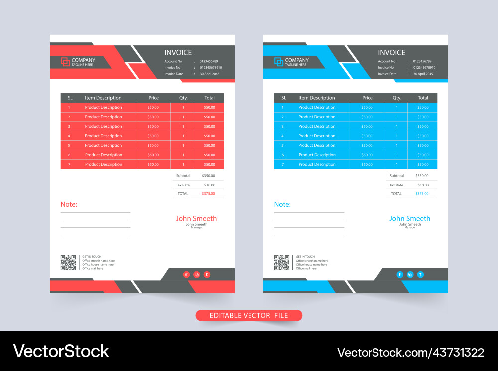 Digital business invoice design with abstract Vector Image