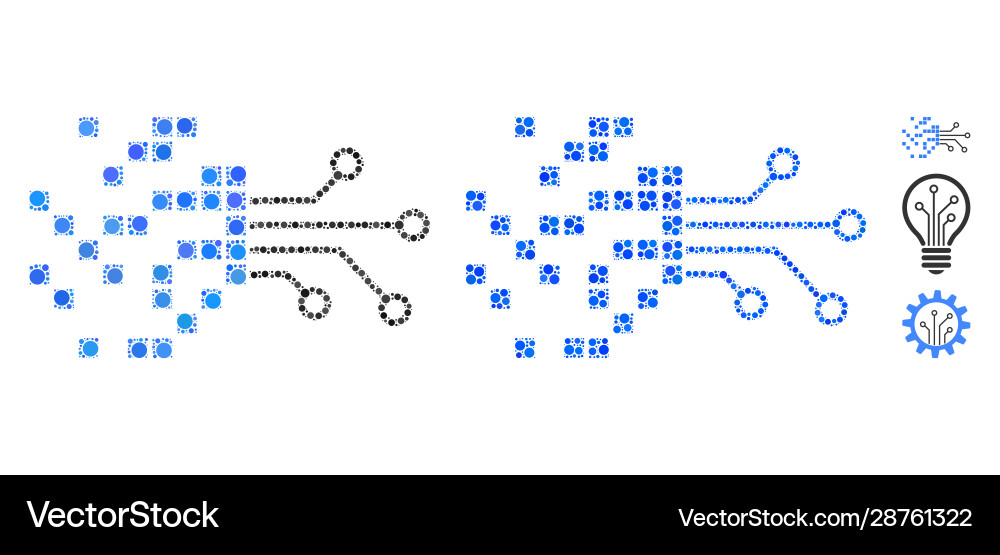 Digital circuit transformation composition icon Digital circuit transformation composition icon vector image