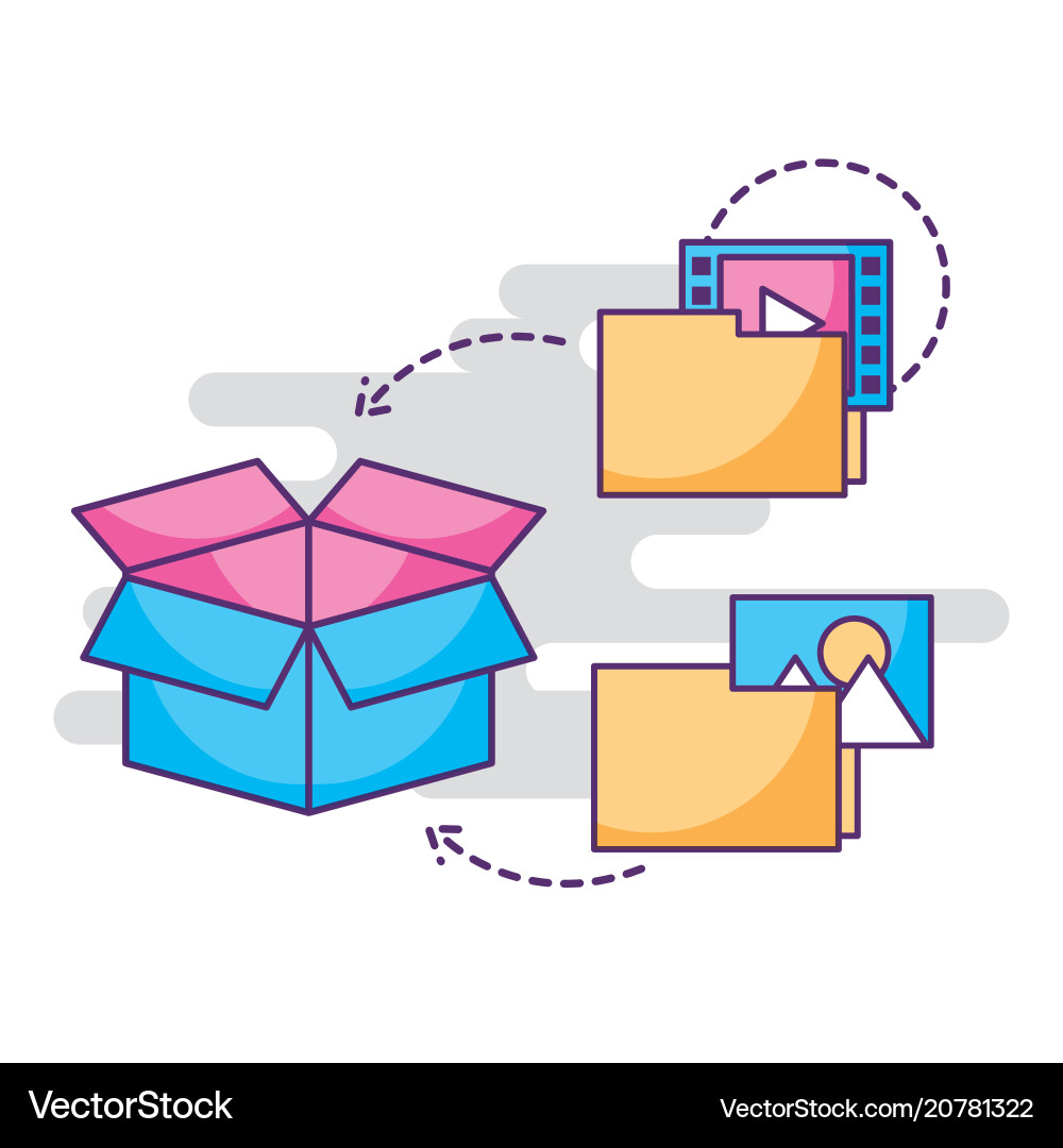 Digital folder files information storage box Digital folder files information storage box Vector Image