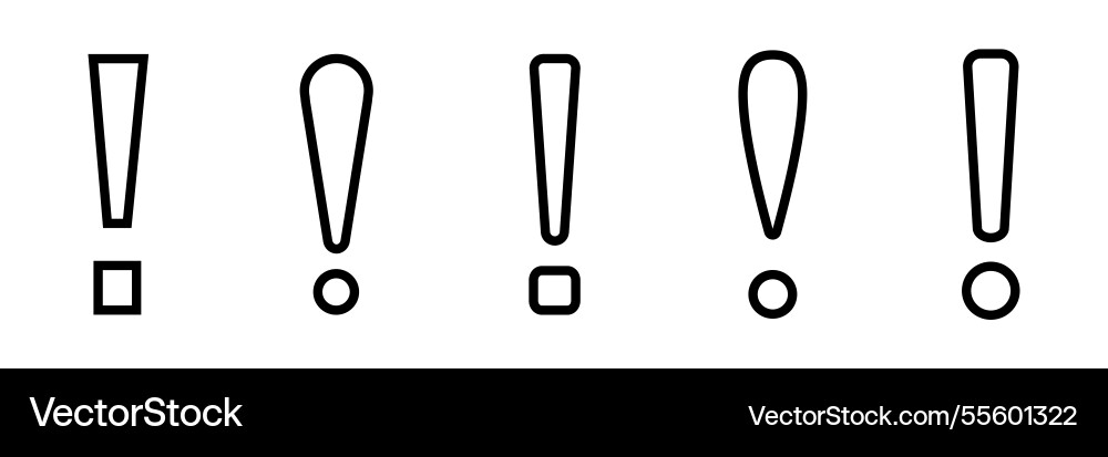 Five exclamation marks in different styles Vector Image