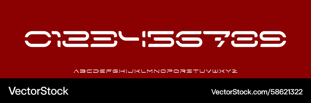 Futuristic numeric alphabet cyber tech font bold Vector Image