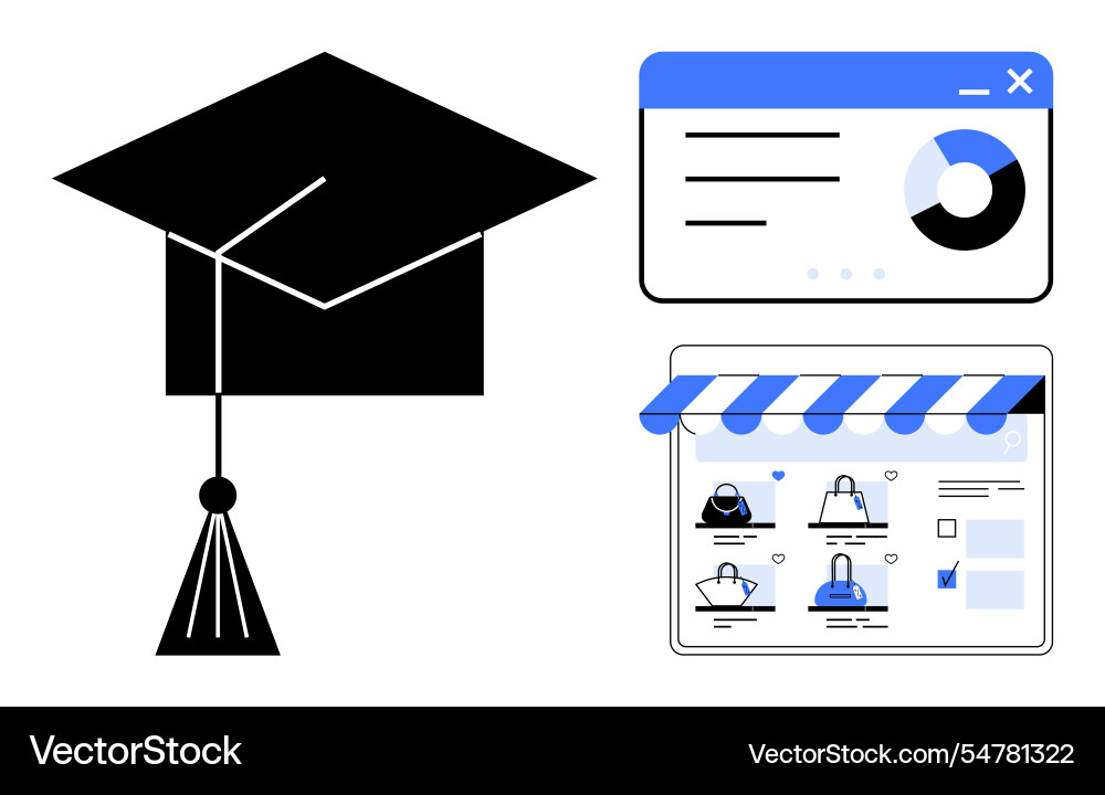Graduation cap data analytics interface Vector Image
