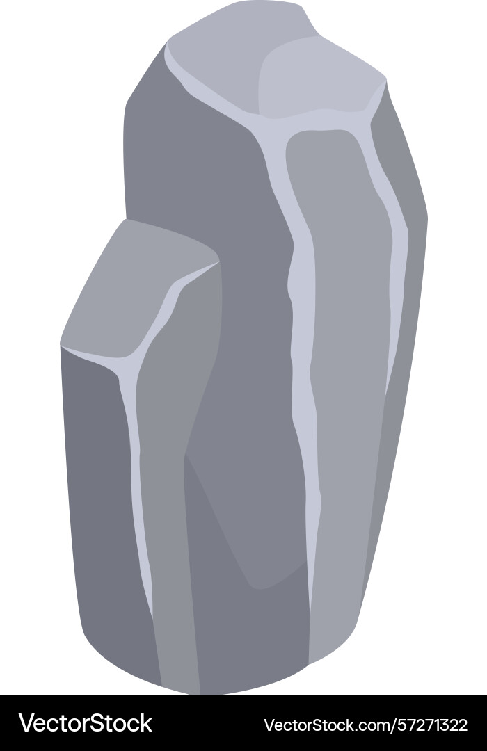 Gray rock with irregular shape standing on a white Vector Image