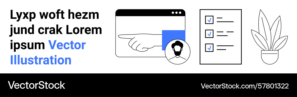 Hand pointing at browser window with profile icon Hand pointing at browser window with profile icon vector image