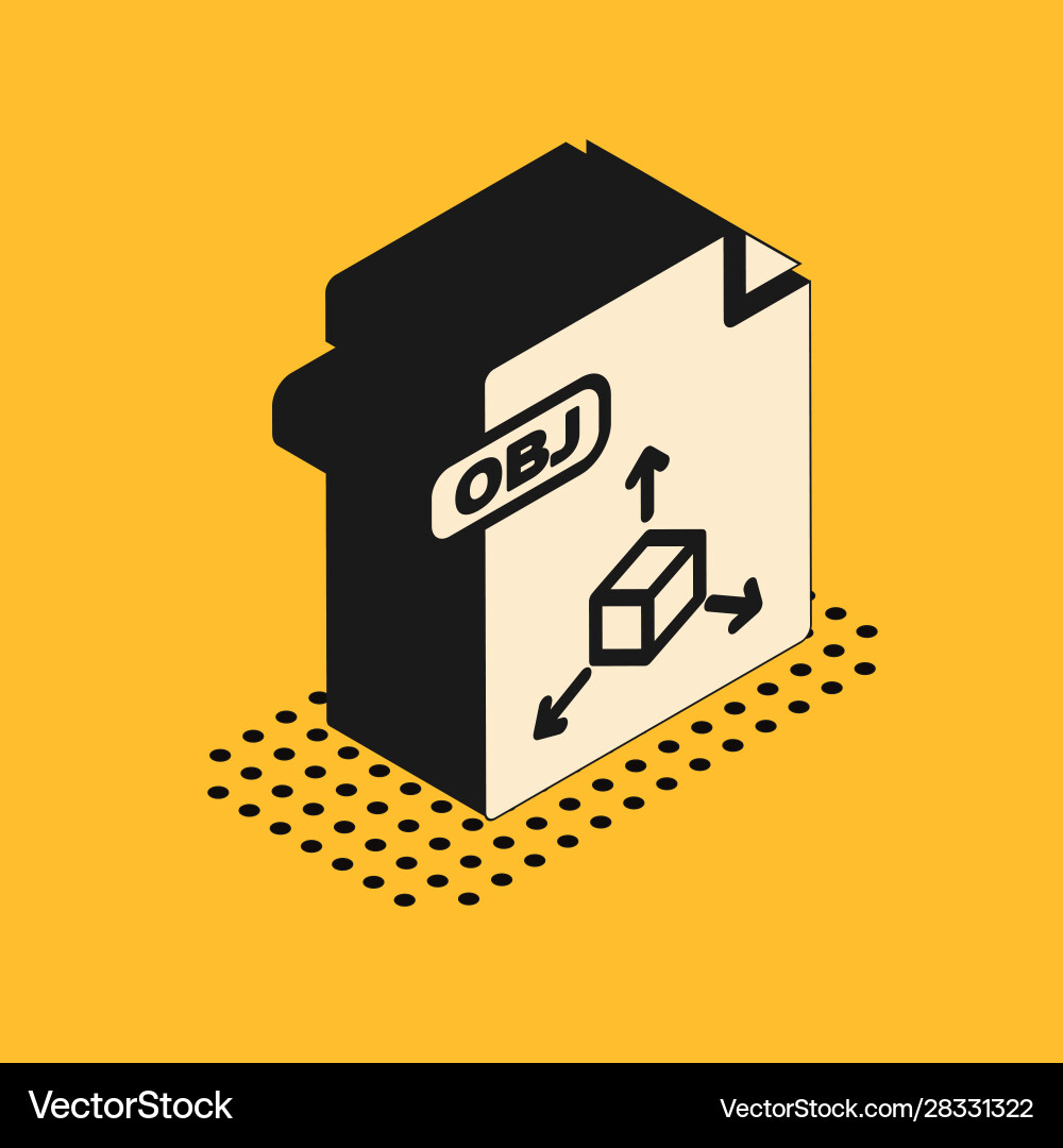 Isometric obj file document download button vector image