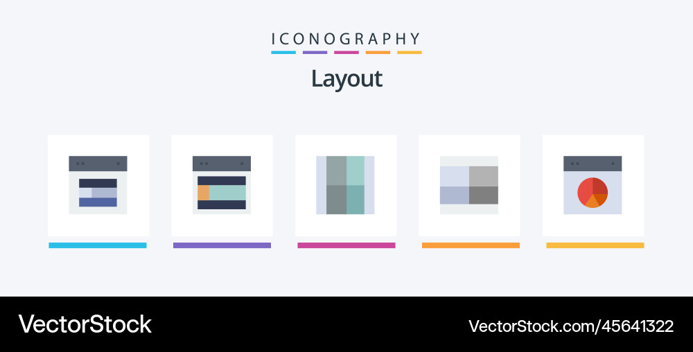 Layout flat 5 icon pack including ui vector image