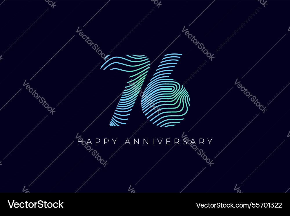 Numeric design with line curve 76th happy Numeric design with line curve 76th happy vector image