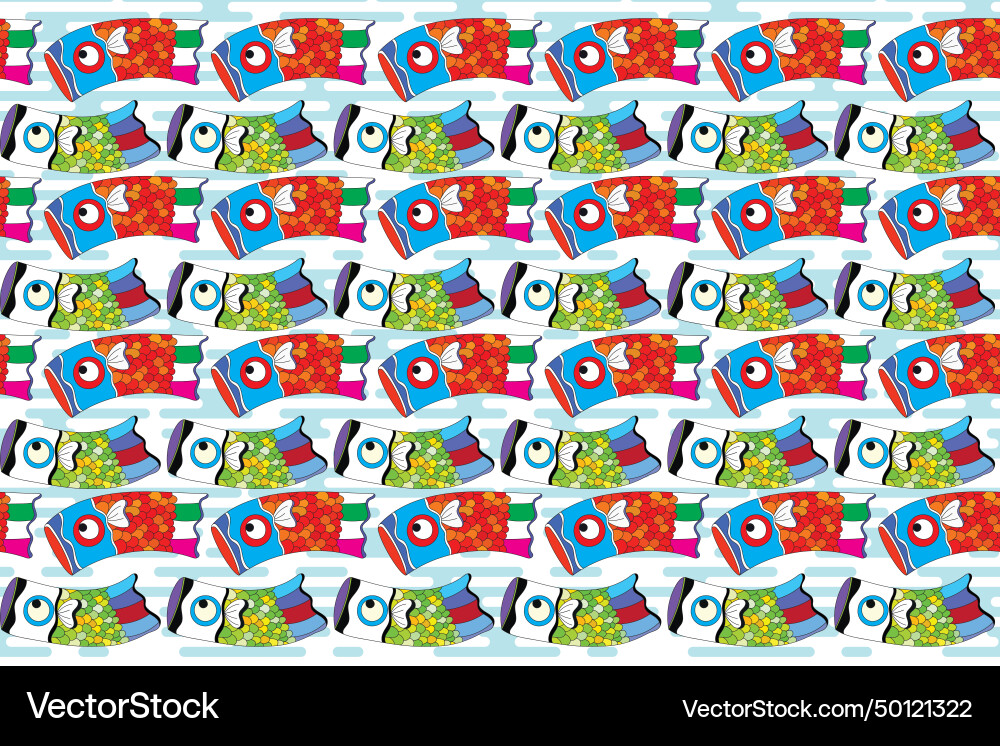 Pattern of koi flag on soft blue line background Pattern of koi flag on soft blue line background vector image