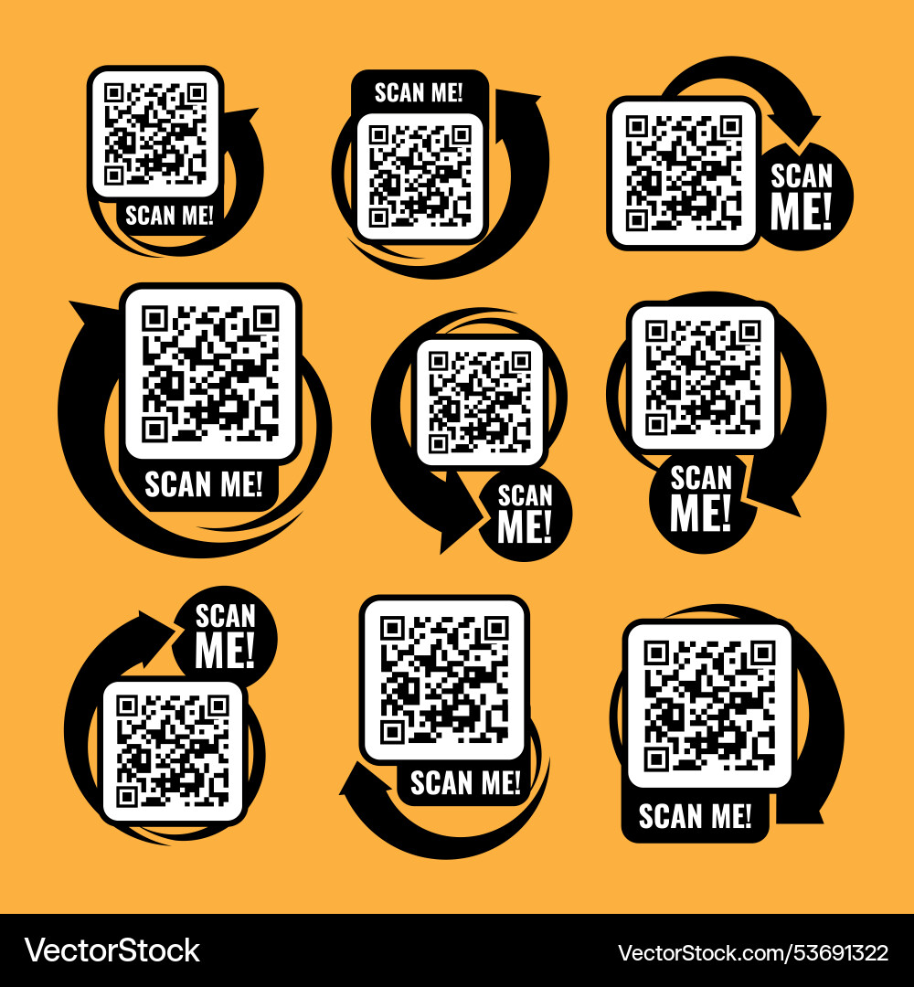 Qr code template set scan me icon for payment Qr code template set scan me icon for payment vector image