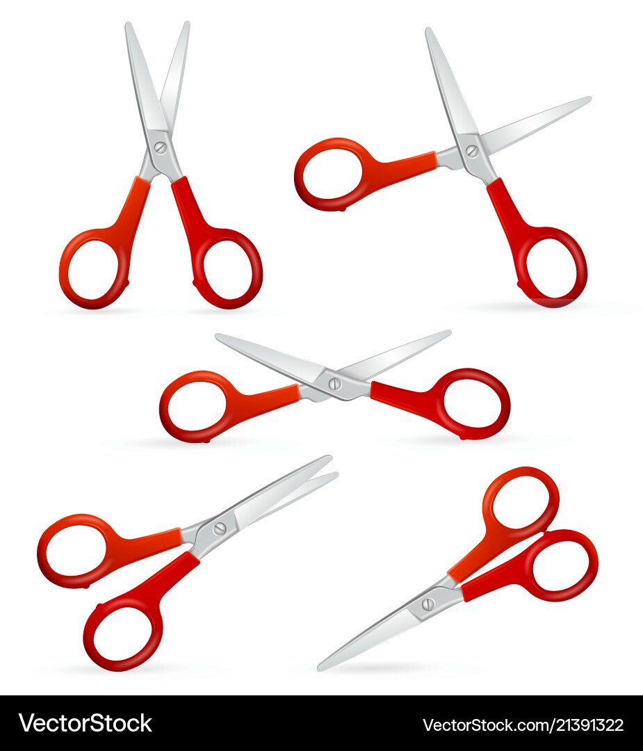 Realistic detailed 3d scissors set Realistic detailed 3d scissors set vector image