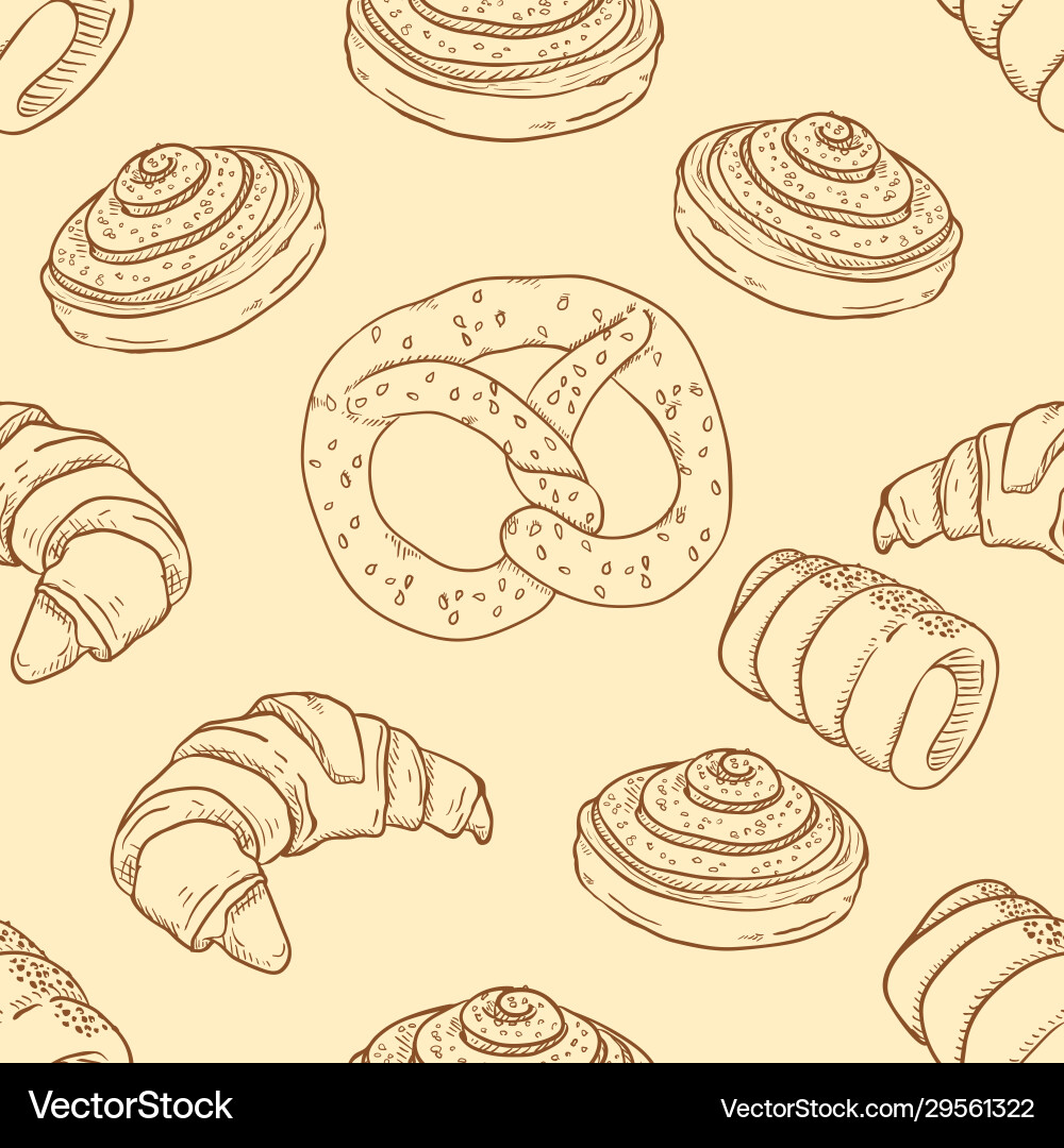 Seamless pattern sketch bakery Seamless pattern sketch bakery vector image