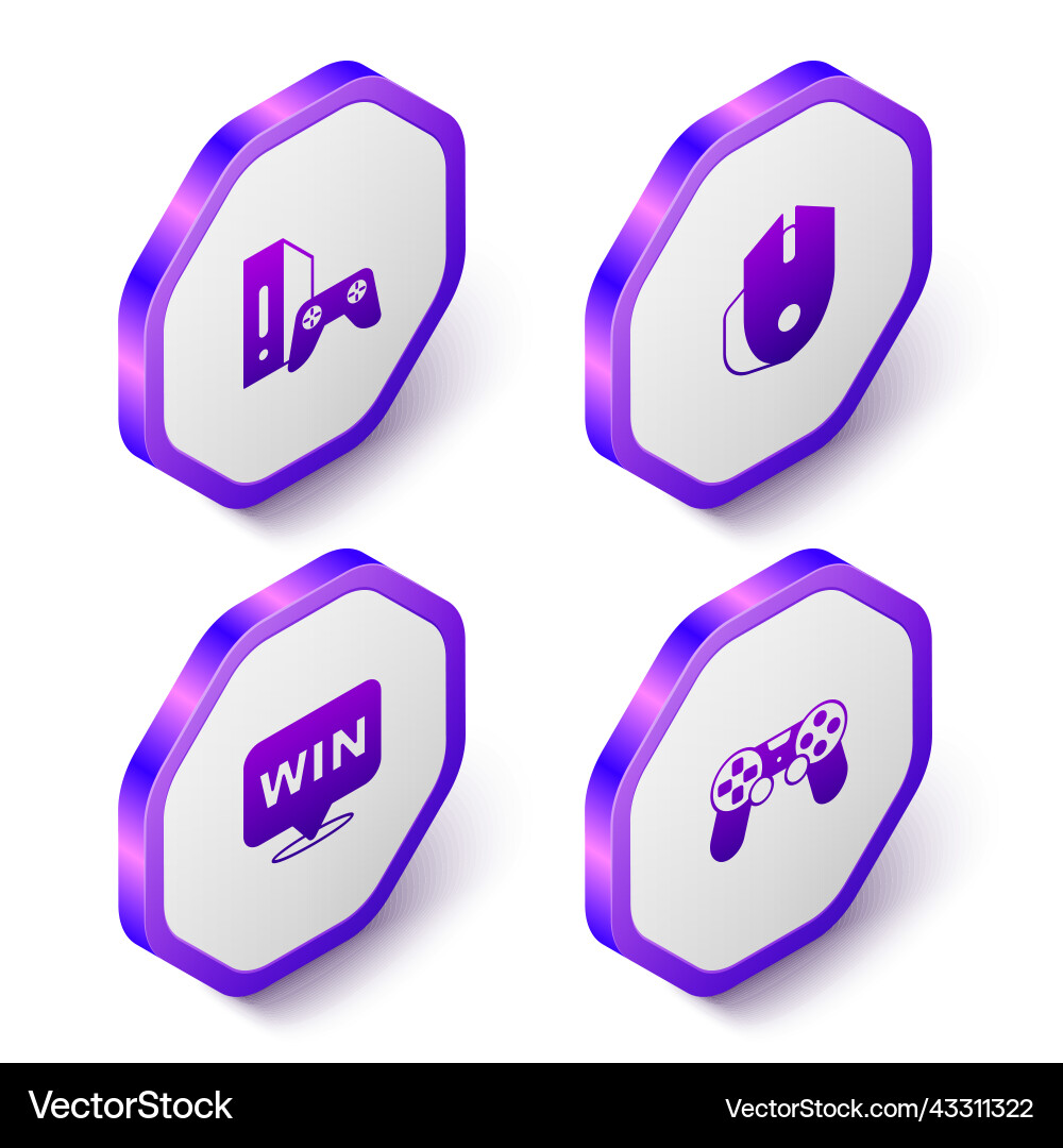 Set isometric game console with joystick computer Set isometric game console with joystick computer Vector Image