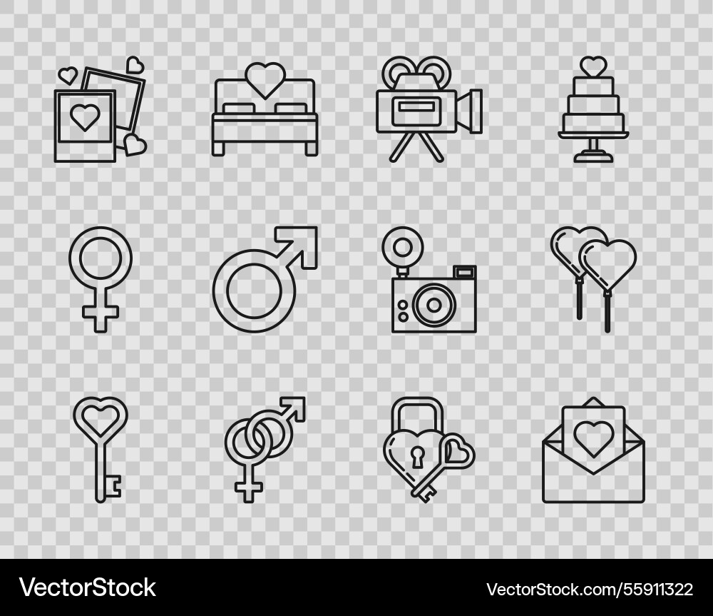 Set line key in heart shape envelope Set line key in heart shape envelope vector image