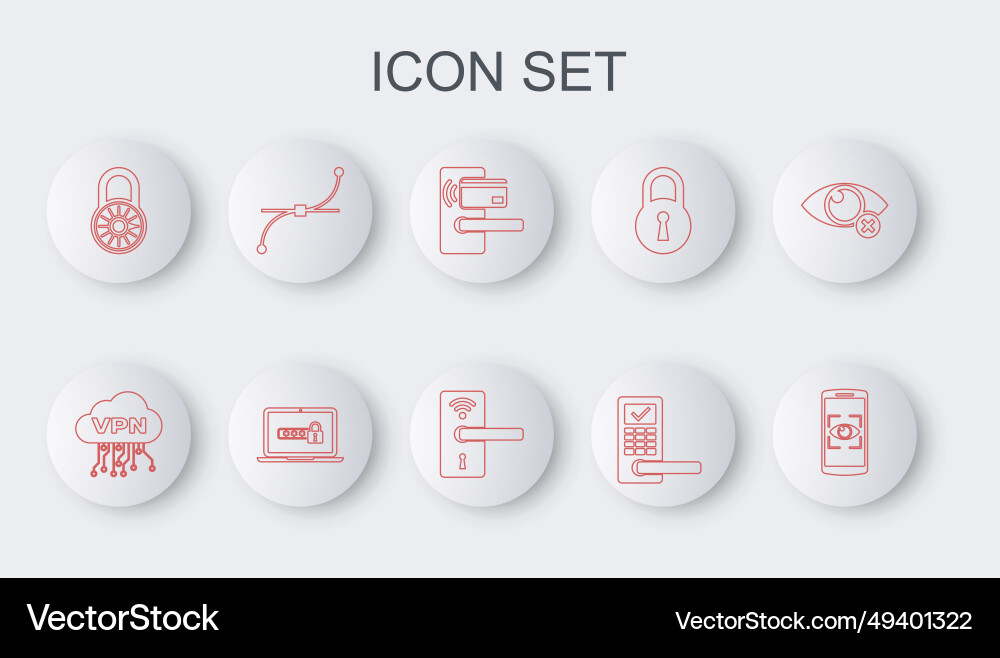 Set line mobile and eye scan cloud vpn interface Set line mobile and eye scan cloud vpn interface vector image