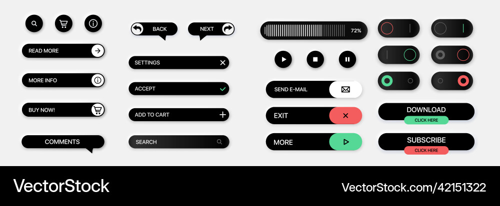Set of buttons for websites mobile Set of buttons for websites mobile vector image