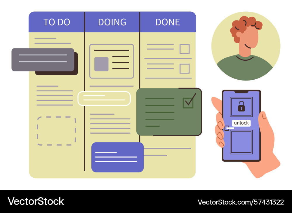 Task management dashboard with mobile security Task management dashboard with mobile security vector image