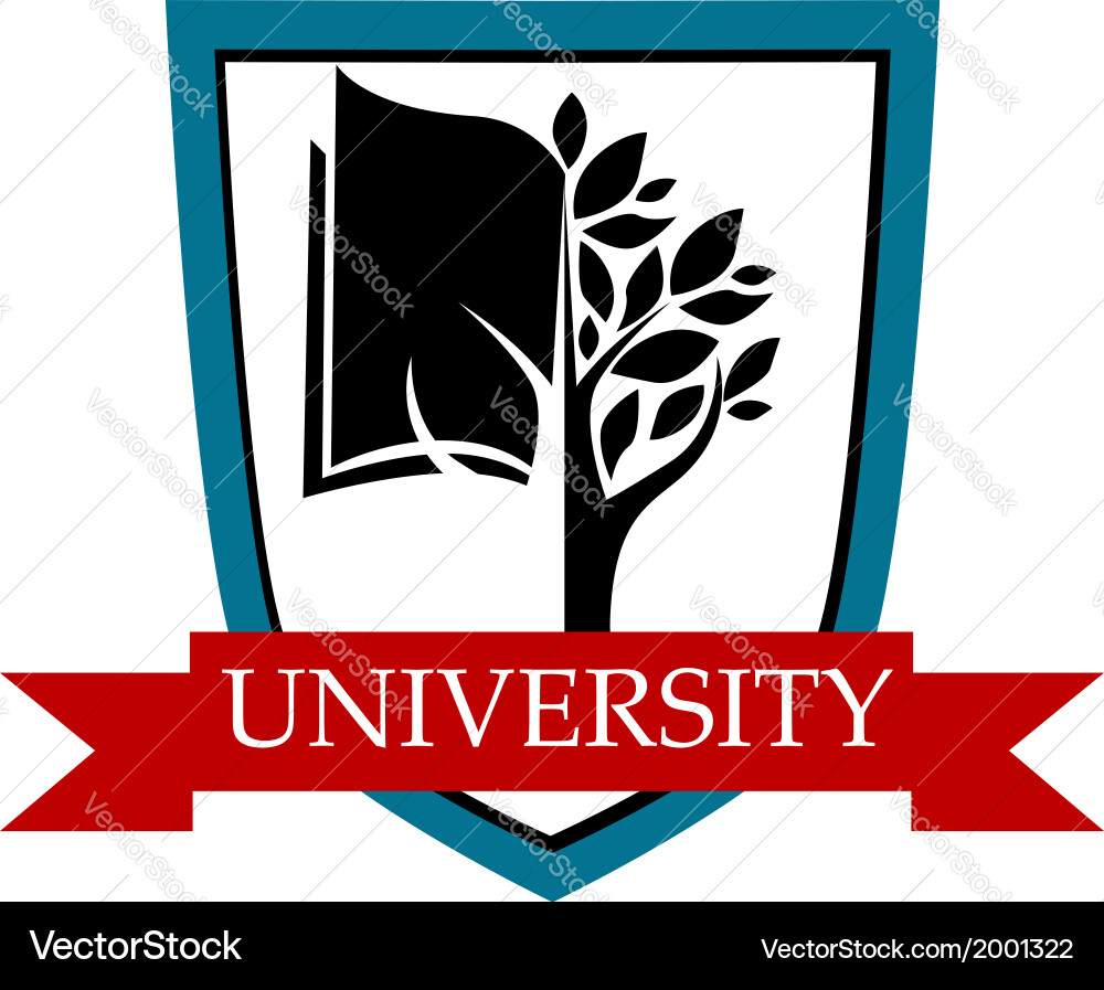 University Shield with Tree and Book vector image