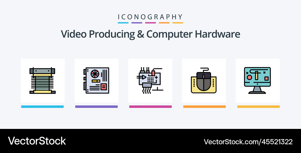 Video producing and computer hardware line filled vector image