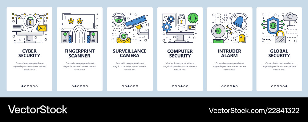Web site linear art onboarding screens Vector Image