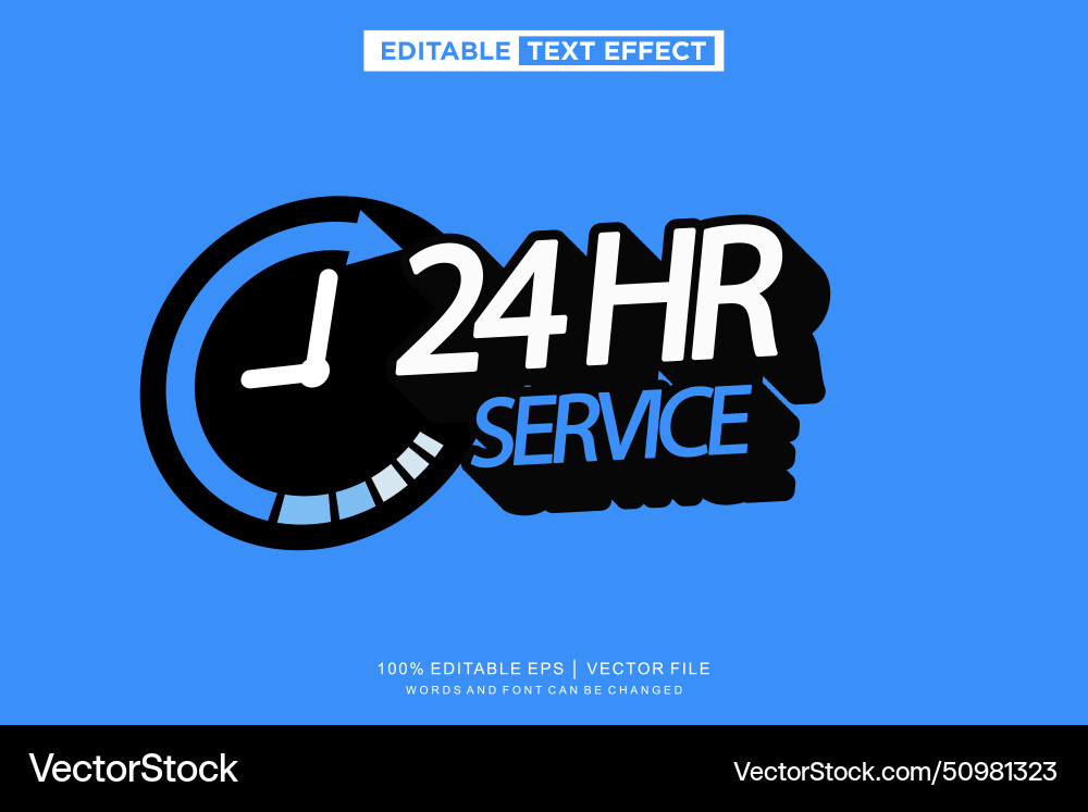 24 hours text effect editable template vector image