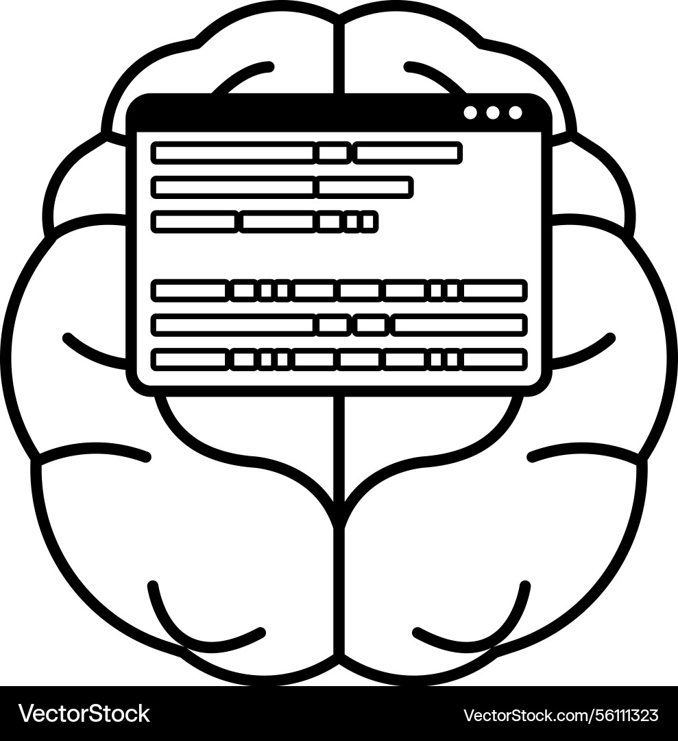 Brain with a computer screen Vector Image