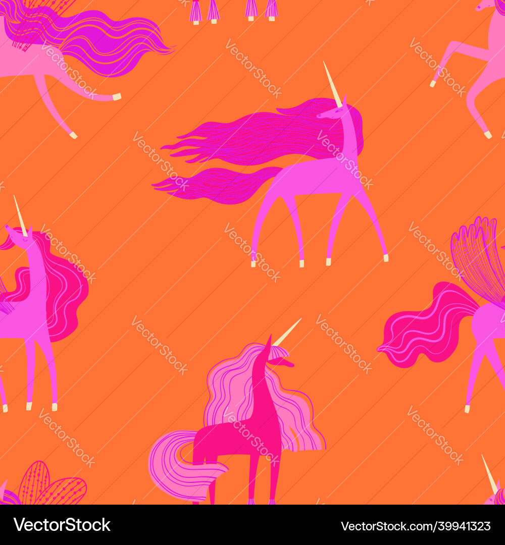 Bright Unicorn Seamless Pattern vector image