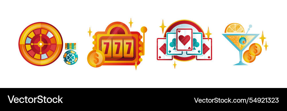 Casino game flat object and element set Casino game flat object and element set vector image