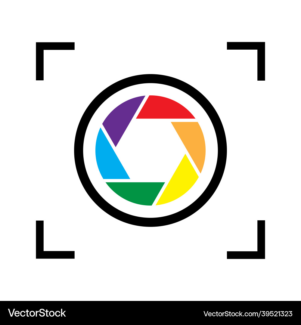 Color camera shutter icon outline shape frame Color camera shutter icon outline shape frame vector image