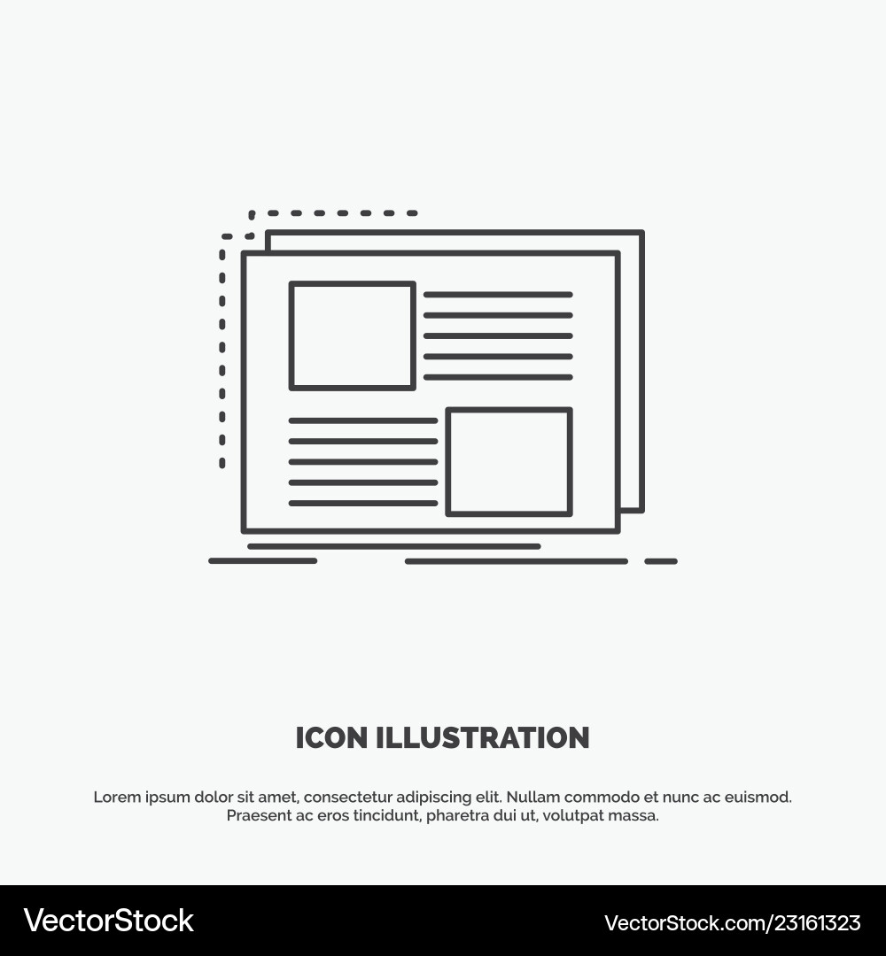 Content design frame page text icon line gray Content design frame page text icon line gray vector image
