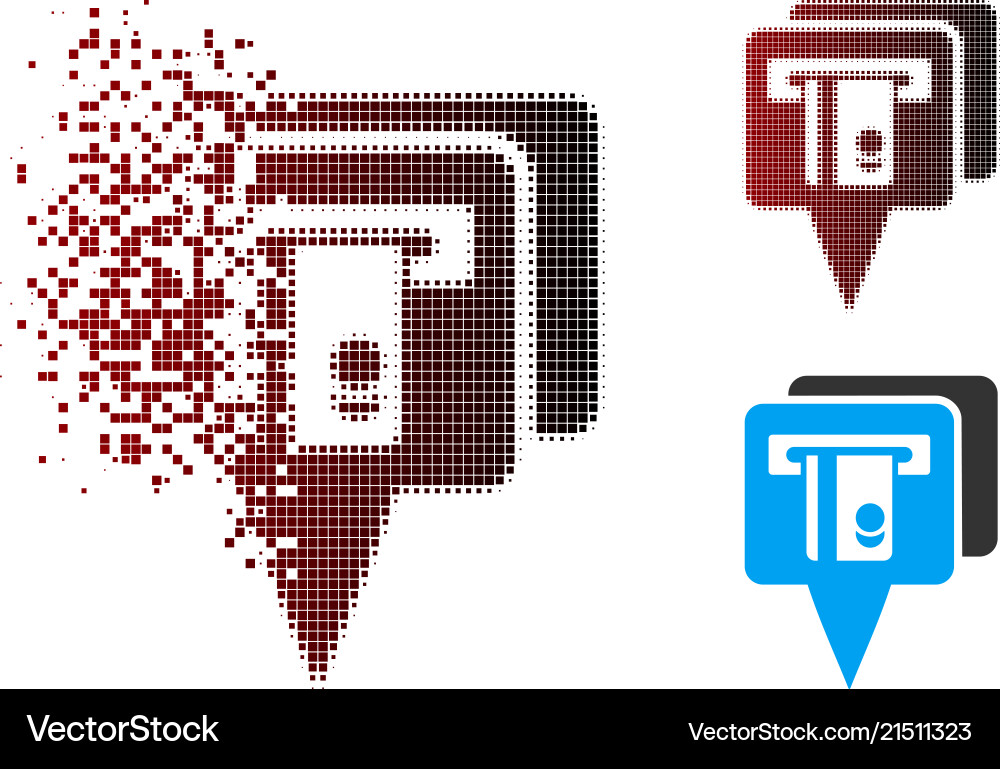 Dissipated pixel halftone atm pointers icon Vector Image
