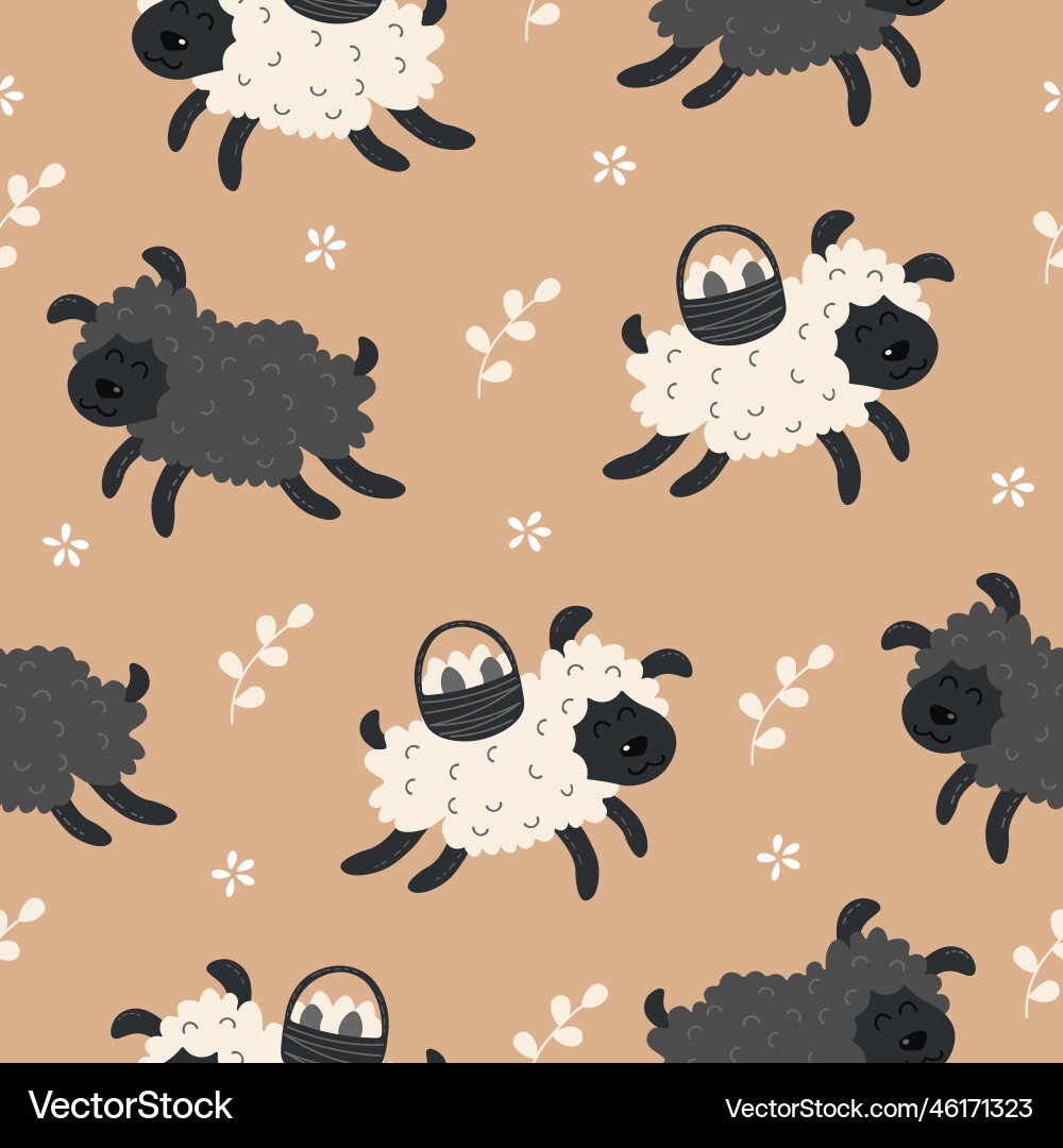 Easter patterns with dark and light sheep Easter patterns with dark and light sheep vector image