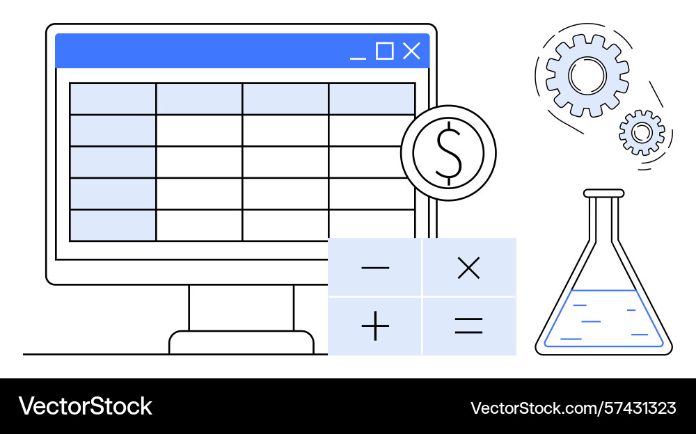 Financial data analysis with spreadsheet Vector Image