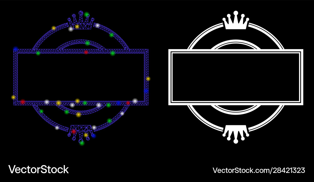 Flare mesh network crown round and rectangle frame Flare mesh network crown round and rectangle frame Vector Image