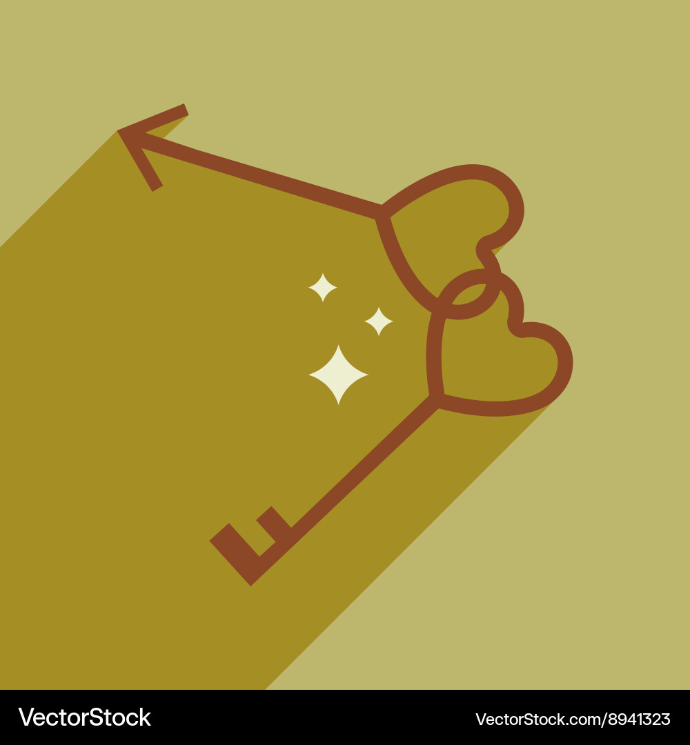 Flat web icon with long shadow keys heart vector image