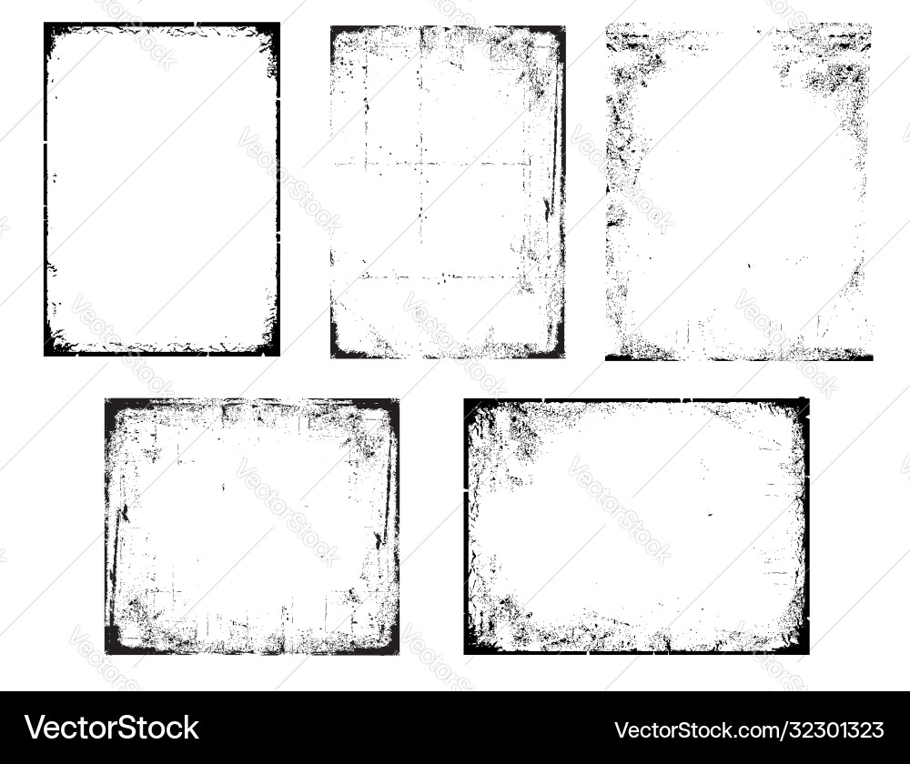 Grunge black and white urban texture frames vector image